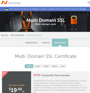 Namecheap Multidomain SSL Zertifikat